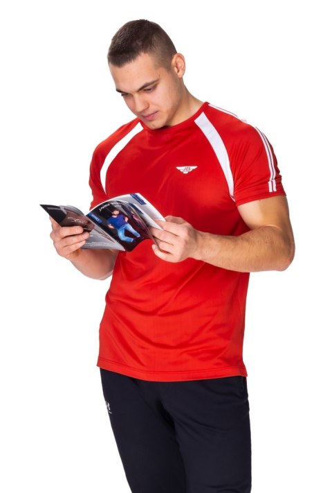 Czerwono-biały T-shirt męski Jumper : Kolor - Czerwony + Biały, Rozmiar - 54/XL