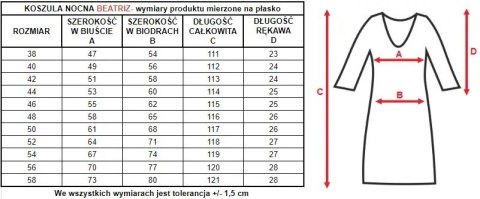 Koszula nocna damska Beatriz za kolano : Kolor - Miętowy, Rozmiar - 42 Koszula nocna damska Beatriz za kolano : Kolor - Miętowy, Rozmiar - 42